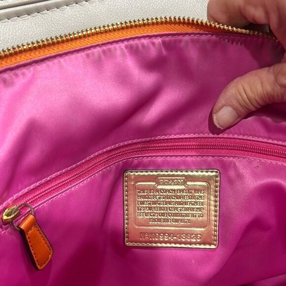 Coach OP Poppy Persimmon and Fuchsia  Tote Bag - Picture 5 of 6